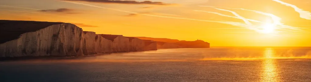 A view of the Seven Sisters in East-Sussex at sunset